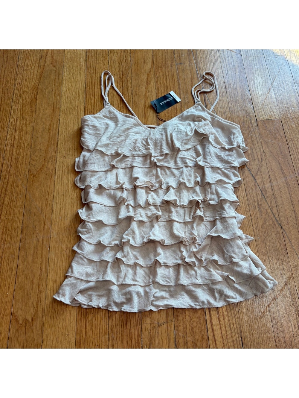 Vintage Y2K silk ruffle deadstock express tank top